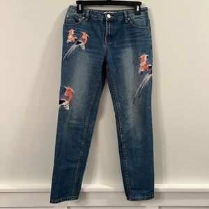 Women’s IN CITY y2k bird embroidered medium wash skinny jeans si3 27